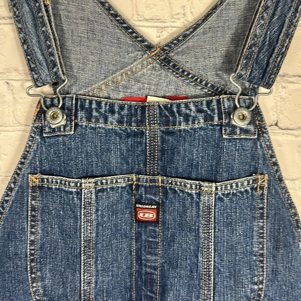 Union Bay Blue Denim Bib Baggy Overalls Farmer size‎ L Large Carpenter